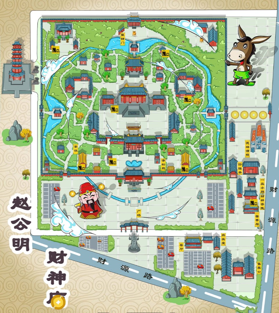 柳林寺庙类手绘地图